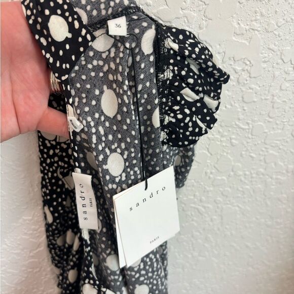 NWT Sandro Roxane Faux Wrap Polka Dot Dress Size 36 / Small - Picture 4 of 6